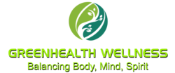 The logo for greenhealth wellness balancing body, mind, spirit